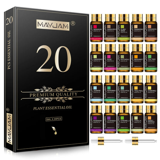 Coffret 20 huiles parfumées, flacons de 5 ml